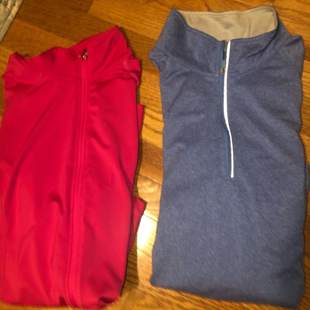 Blue and Pink long sleeve compression jacket